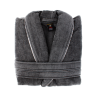 Grey Velour Signature Bathrobe