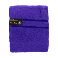 Premium purple hand towels stacked neatly, clearance item