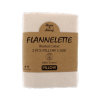 Beige flannelette pillow cases, 100% brushed cotton, 2-pack