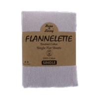 Flannelette single flat sheet in silver brushed cotton