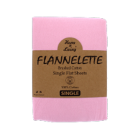 Pink flannelette single flat sheet 100% brushed cotton