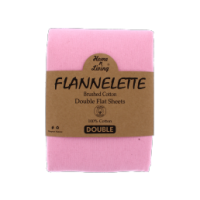 Pink flannelette double flat sheet made from brushed cotton