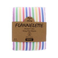 Flannelette king size flat sheet in a candy stripe