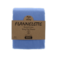 Blue flannelette king size flat sheet 100% brushed cotton