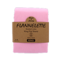 Pink flannelette king flat sheet 100% brushed cotton