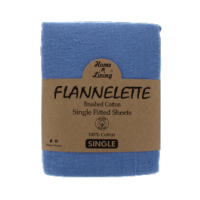 Blue single flannelette fitted sheet 100% brushed cotton