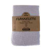 Flannelette 100% brushed cotton double fitted sheet in silver