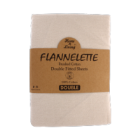Beige flannelette 100% brushed cotton double fitted sheet