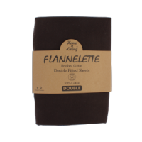 Chocolate brown flannelette double fitted sheet 100% brushed cotton