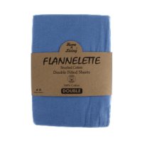 Blue flannelette 100% brushed cotton double fitted sheet