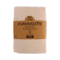 Beige flannelette king fitted sheet made from brushed cotton