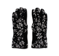 Floral Print Black Oven Gloves for kitchen