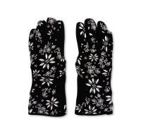 FLORAL PRINT BLACK OVEN GLOVES SMALL
