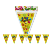 Emoji Happy Birthday Banner Yellow Flag Design