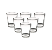 Clear glass shot glass for spirits and liqueurs.