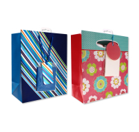  GIFT BAGS – ASSORTED PACK OF 6 BLUE & 6 FLORAL PINK
