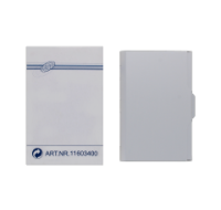 Metal memory card case holding SD and microSD cards.