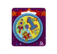 1st Birthday Boy Pin Badge with blue design