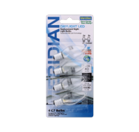 Pack of four C7 soft daylight LED bulbs.