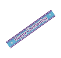 Shiny Happy Christening foil banner decoration