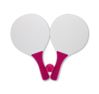 Pink wooden beach tennis bat and ball set