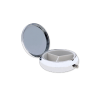 Compact Round Metal Pill Box with 3 Sections