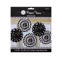 Black & White Paper Fans Decoration 5 pc