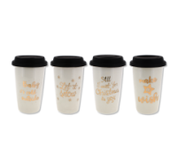 Ceramic travel coffee mug with lid for on-the-go