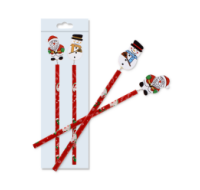 Christmas pencils with festive toppers in a two-pack