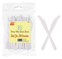 DINA DELUXE WHITE PLASTIC KNIVES 30 PC
