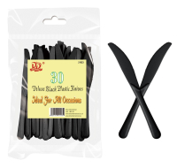 DINA DELUXE BLACK PLASTIC KNIVES 30 PC