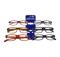Mixed styles of 1.50 reading glasses on display