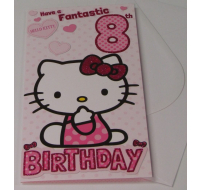 HELLO KITTY GLITTERY AGE 8 BIRTHDAY CARD