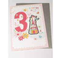 Pink Broccoli Fun & Games Age 3 Birthday Card