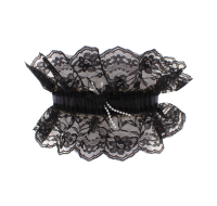Elegant black lace wedding garter, one-size-fits-most