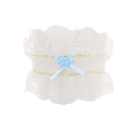 One-Size Ivory Lace Bridal Garter, close up view