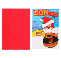 Angry Birds Christmas card with colour-in stocking ornament