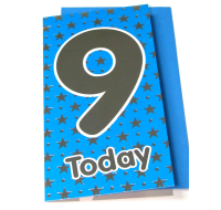 RAINBOW COLOURS AGE 9 BLUE BIRTHDAY CARD
