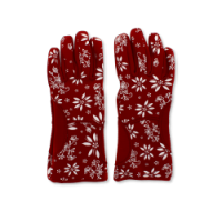 Small Cranberry Floral Design Oven Gloves