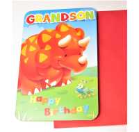 GRANDSON DINOSAUR BIRTHDAY CARD