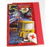 World of Warriors Age 5 birthday card with envelope