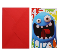 MONSTER BIRTHDAY CARD AGE 4