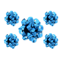 Shiny metallic-looking blue gift bow