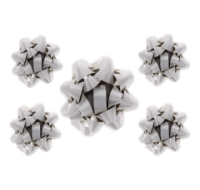 Silver gift bow adding a decorative touch to gifts