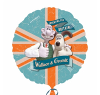 Wallace and Gromit foil balloon with Union Jack design