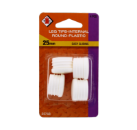White internal round chair leg tips 25mm