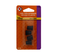 Black 13mm internal round plastic chair leg tips
