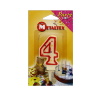 Birthday cake candle number 4 with holder