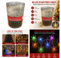 Christmas 20 Led Multi Butterfly Light Decor