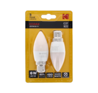 Kodak LED Bulb Candle B22 Bayonet 6W Warm White 2pk